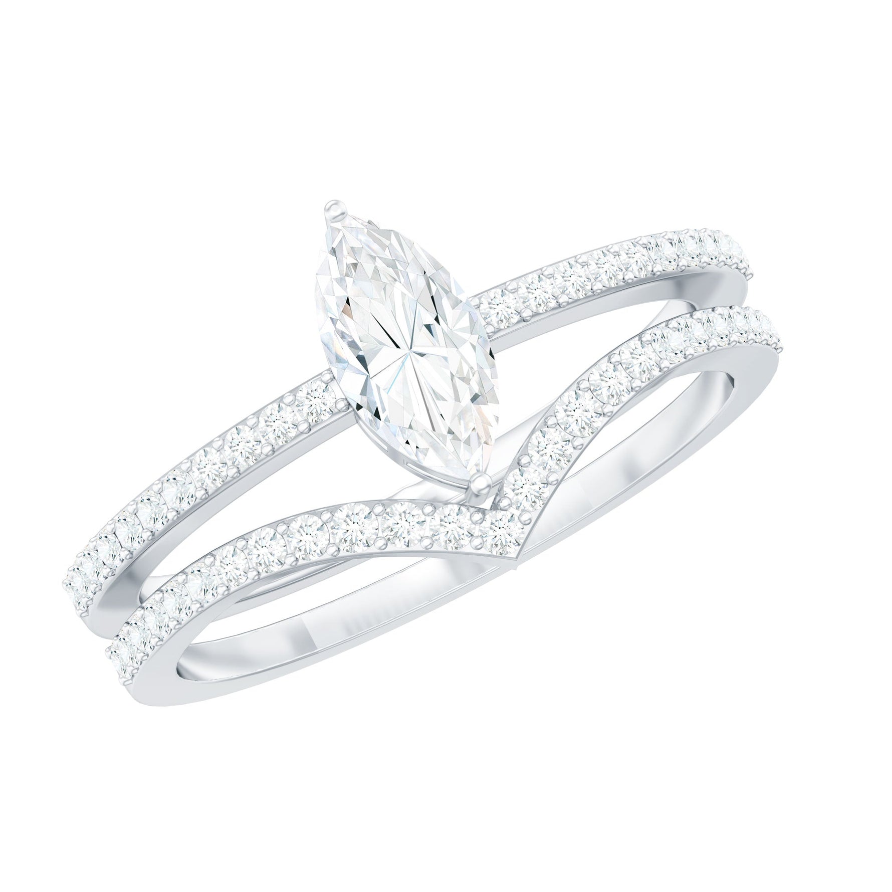 1.25 CT Marquise Cut Zircon Wedding Ring Set in Gold