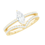 1.25 CT Marquise Cut Zircon Wedding Ring Set in Gold