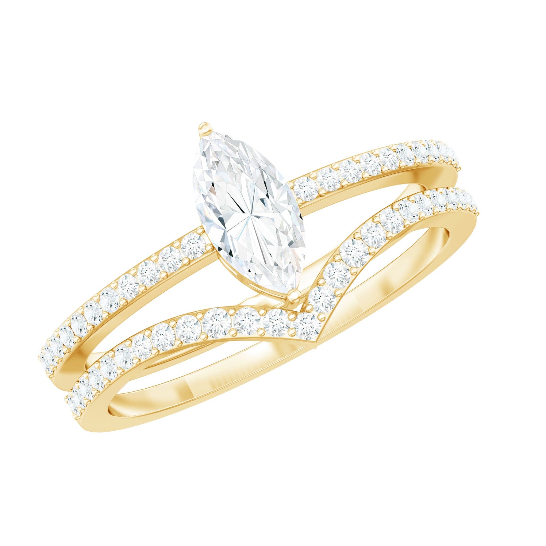 1.25 CT Marquise Cut Zircon Wedding Ring Set in Gold