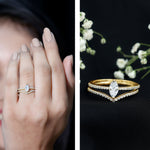 1.25 CT Marquise Cut Zircon Wedding Ring Set in Gold