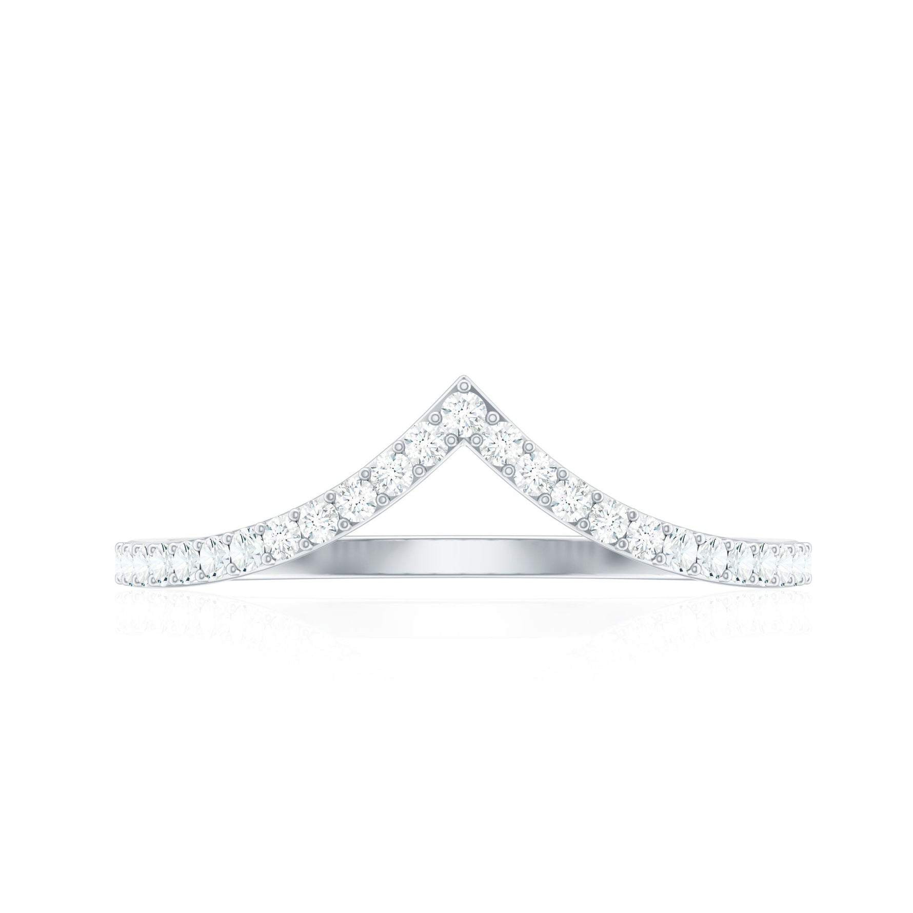 Moissanite Chevron Wedding Ring with Certificate