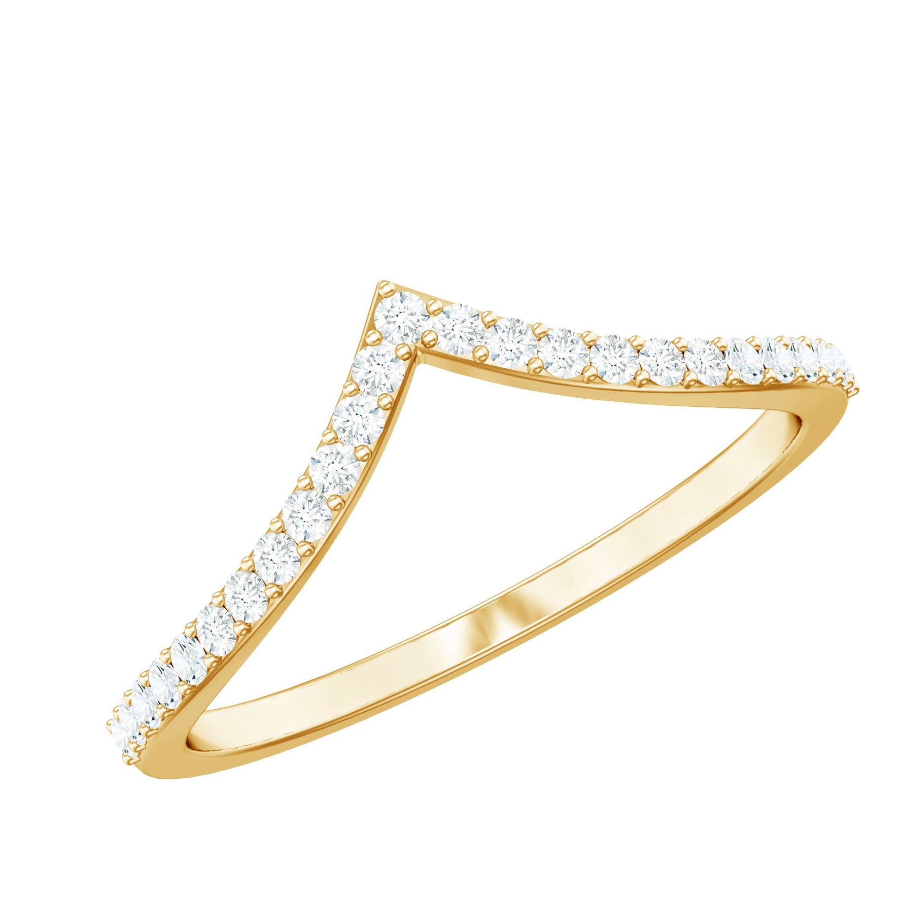 Moissanite Chevron Wedding Ring with Certificate