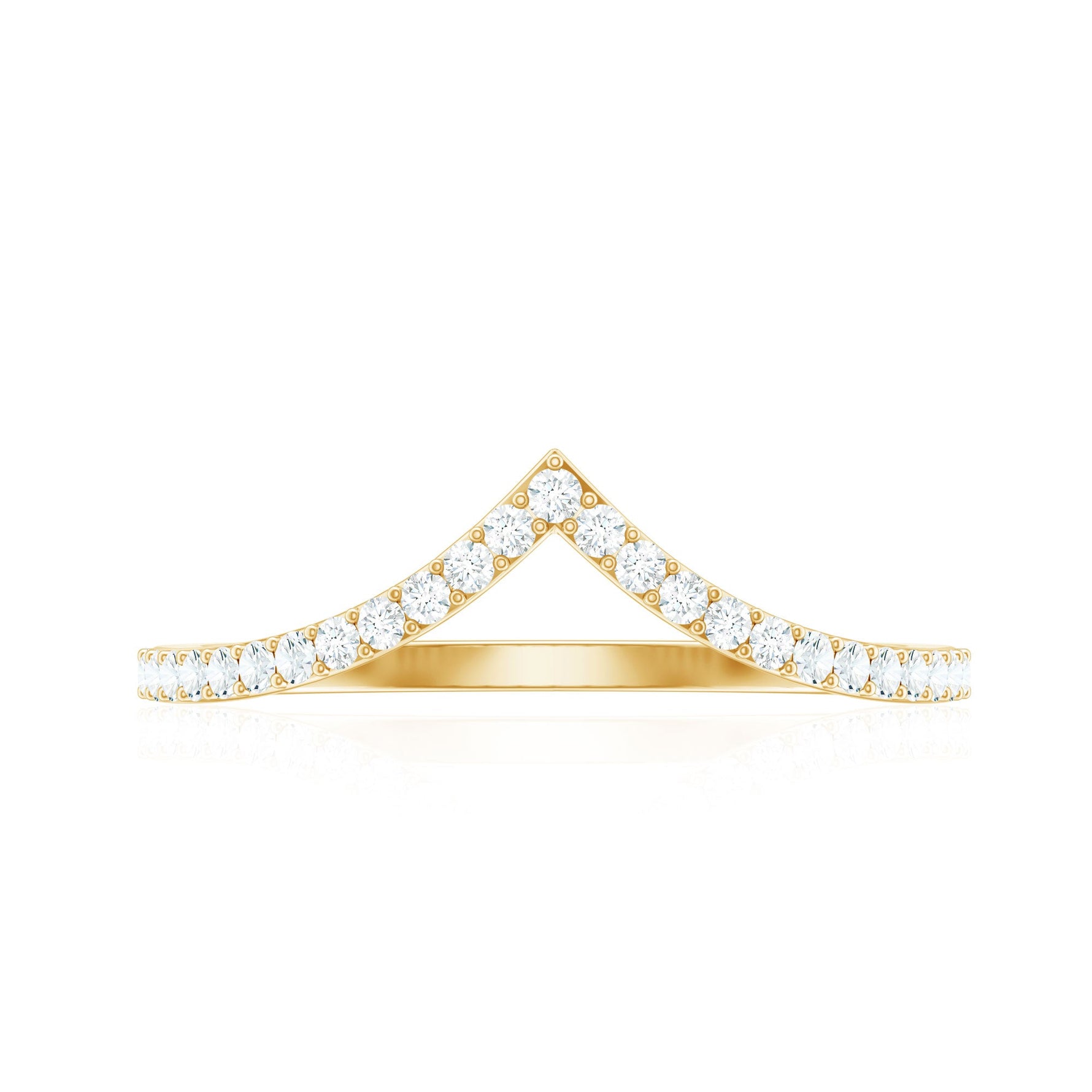 Moissanite Chevron Wedding Ring with Certificate