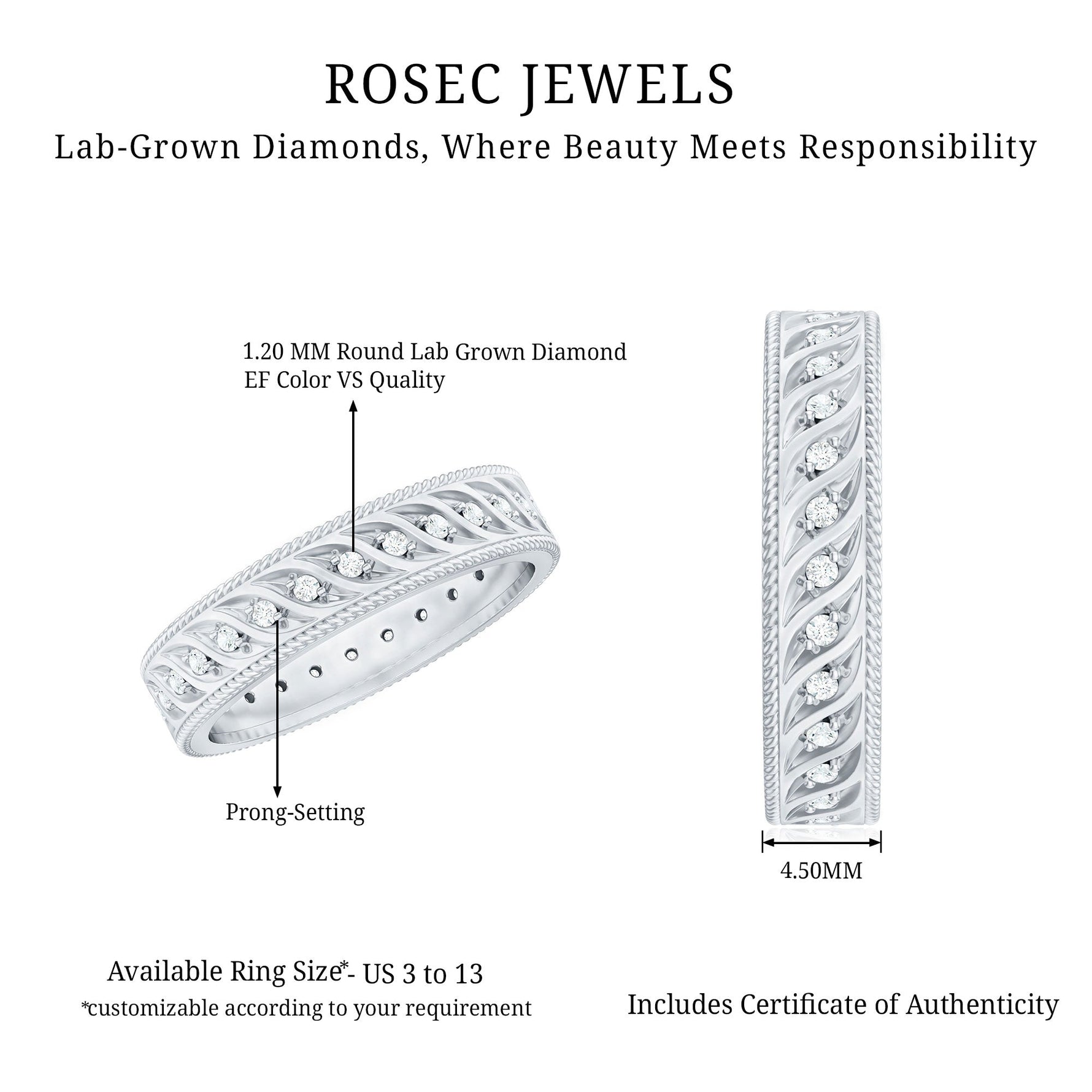 Lab Grown Diamond Designer Wedding Band Ring