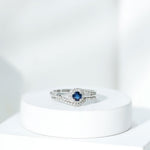 1 CT Bypass Blue Sapphire and Diamond Wedding Ring Set