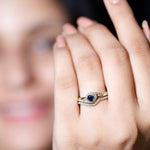 1 CT Bypass Blue Sapphire and Diamond Wedding Ring Set