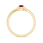 Certified Lab Ruby and Diamond Halo Wedding Ring Set