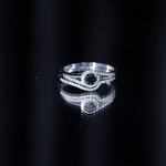 Black Onyx Minimal Wedding Rings Set with Diamond Curved Band