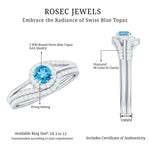 Swiss Blue Topaz Bypass Wedding Ring Set with Diamond Accent