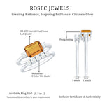 Emerald Cut Citrine Wedding Ring Set with Moissanite