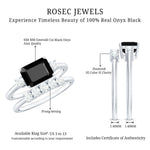 Emerald Cut Black Onyx and Diamond Wedding Ring Set