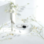 Emerald Cut Black Onyx and Diamond Wedding Ring Set