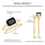 Emerald Cut Black Onyx and Diamond Wedding Ring Set