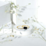 Emerald Cut Black Onyx and Diamond Wedding Ring Set