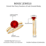 3 CT Solitaire Created Ruby Wedding Ring Set with Diamond