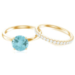 Sky Blue Topaz and Diamond Wedding Ring Set