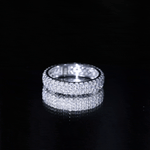 Triple Row Moissanite Classic Wedding Ring Band for Women