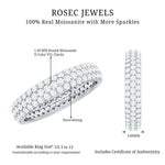 Triple Row Moissanite Classic Wedding Ring Band for Women