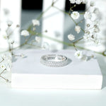 Triple Row Moissanite Classic Wedding Ring Band for Women