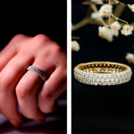 Triple Row Moissanite Classic Wedding Ring Band for Women