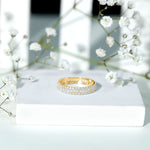 Triple Row Moissanite Classic Wedding Ring Band for Women