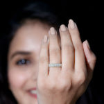 Triple Row Moissanite Classic Wedding Ring Band for Women