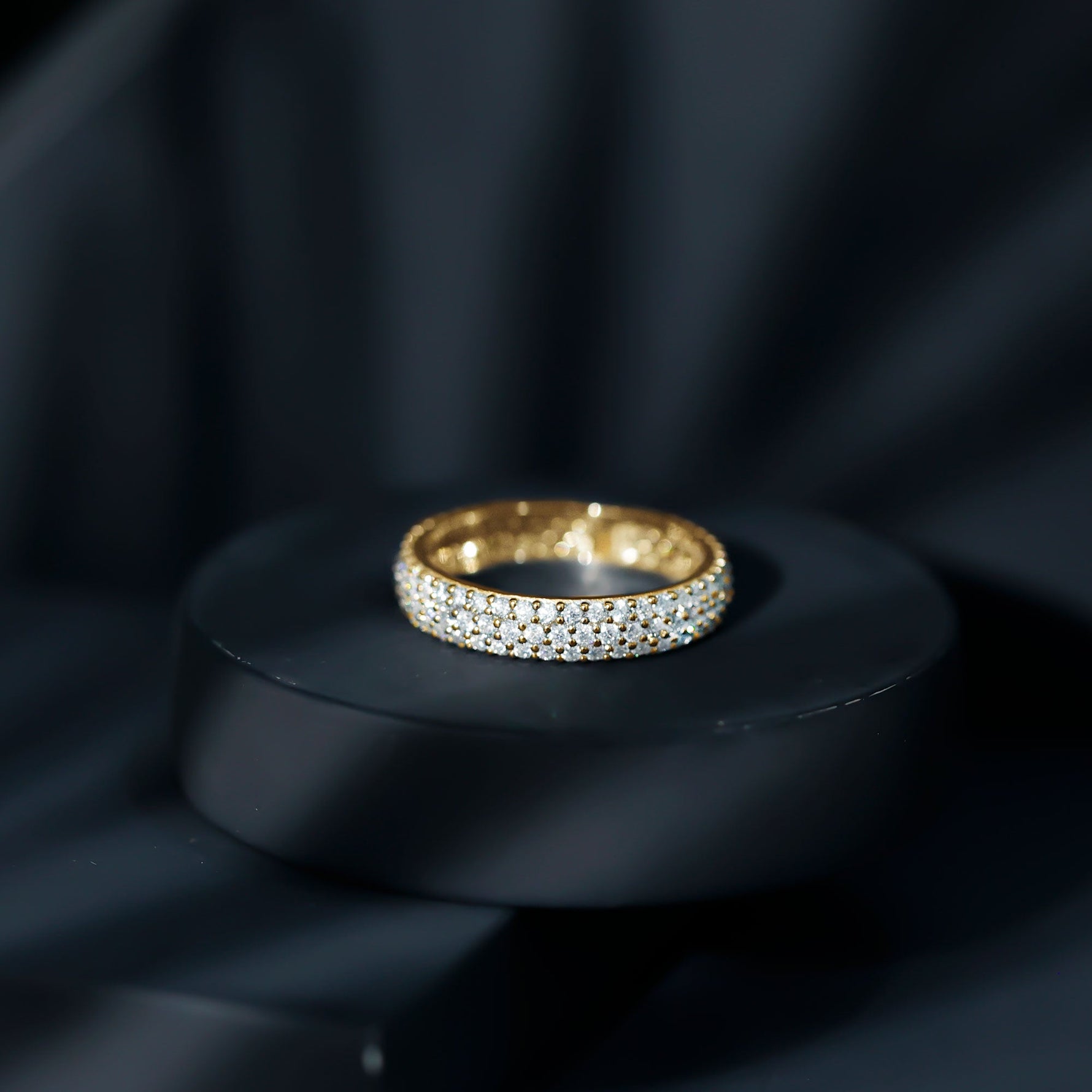 Triple Row Moissanite Classic Wedding Ring Band for Women