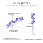 Baguette Cut Tanzanite and Diamond Half Eternity Stackable Ring