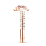Real Morganite Wedding Ring Set with Moissanite Halo