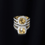 2.75 CT Citrine Classic Halo Wedding Ring Set with Moissanite Band
