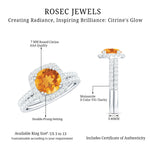 2.75 CT Citrine Classic Halo Wedding Ring Set with Moissanite Band
