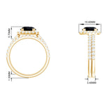 Round Cut Black Onyx Bridal Wedding Ring Set with Moissanite