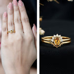 Minimalist Citrine and Diamond Stackable Wedding Ring Set