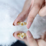 Minimalist Citrine and Diamond Stackable Wedding Ring Set