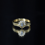 Oval Cut Aquamarine Wedding Ring Set with Diamond Halo