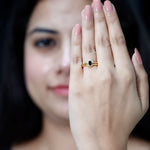 Oval Cut Black Onyx and Diamond Promise Ring Set in Yellow Gold