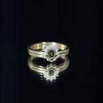 Natural Garnet Diamond Engagement Ring with Enhancer in Gold Plated Silver