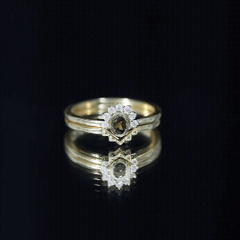 Natural Garnet Diamond Engagement Ring with Enhancer in Gold Plated Silver