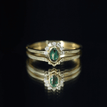 Oval Cut Lab Grown Emerald Wedding Ring Set with Diamond