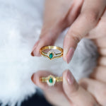 Oval Cut Lab Grown Emerald Wedding Ring Set with Diamond