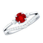 Simple Lab Created Ruby and Diamond Stackable Wedding Ring Set