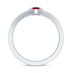 Simple Lab Created Ruby and Diamond Stackable Wedding Ring Set