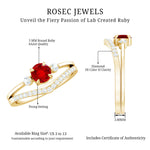 Simple Lab Created Ruby and Diamond Stackable Wedding Ring Set