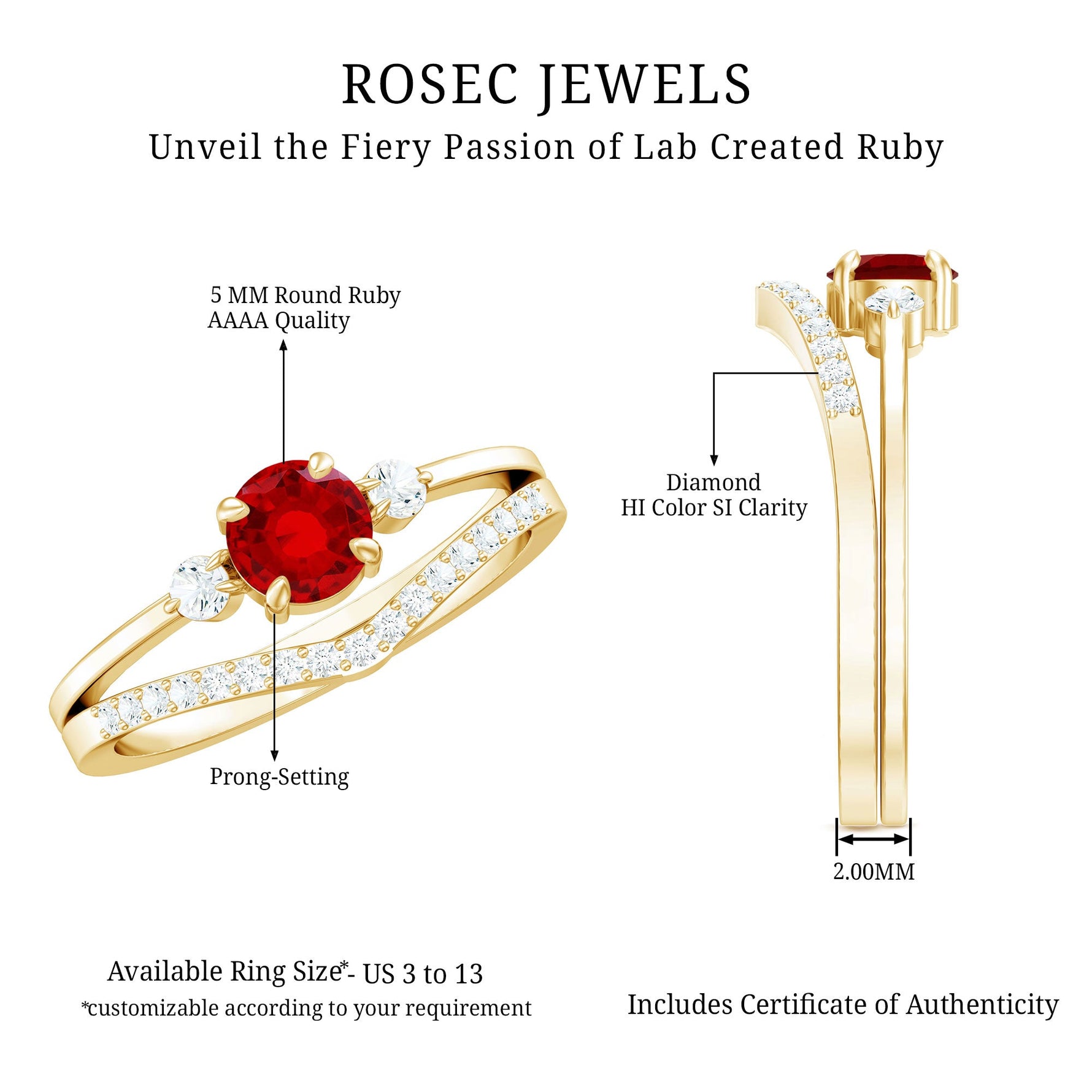 Simple Lab Created Ruby and Diamond Stackable Wedding Ring Set