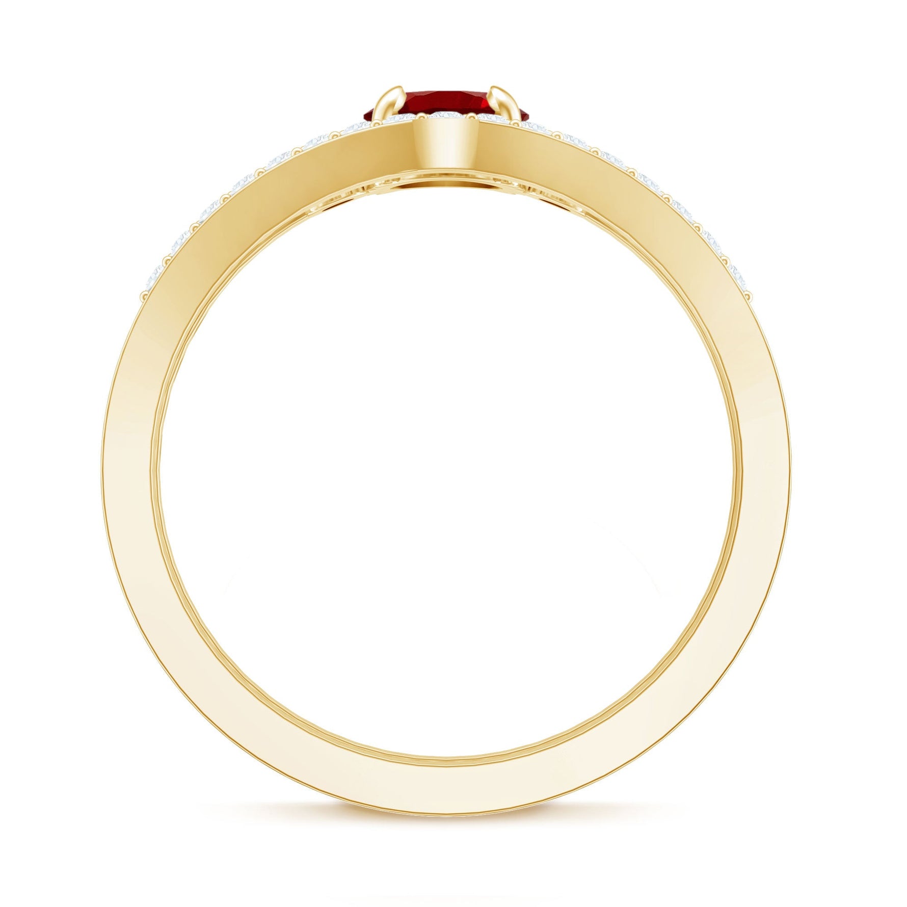 Simple Lab Created Ruby and Diamond Stackable Wedding Ring Set