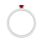 Simple Lab Created Ruby and Diamond Wedding Ring Set