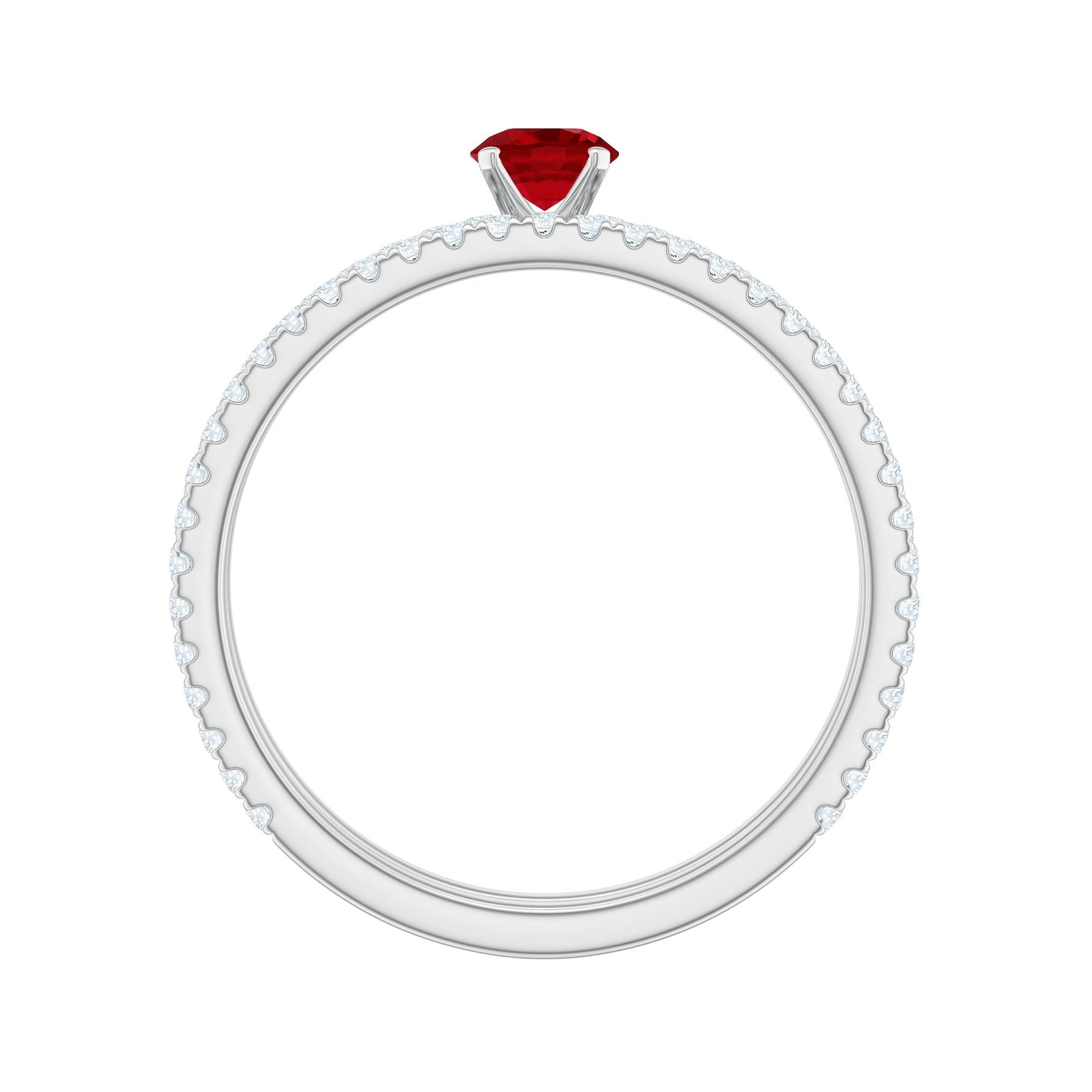 Simple Lab Created Ruby and Diamond Wedding Ring Set