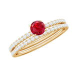 Simple Lab Created Ruby and Diamond Wedding Ring Set