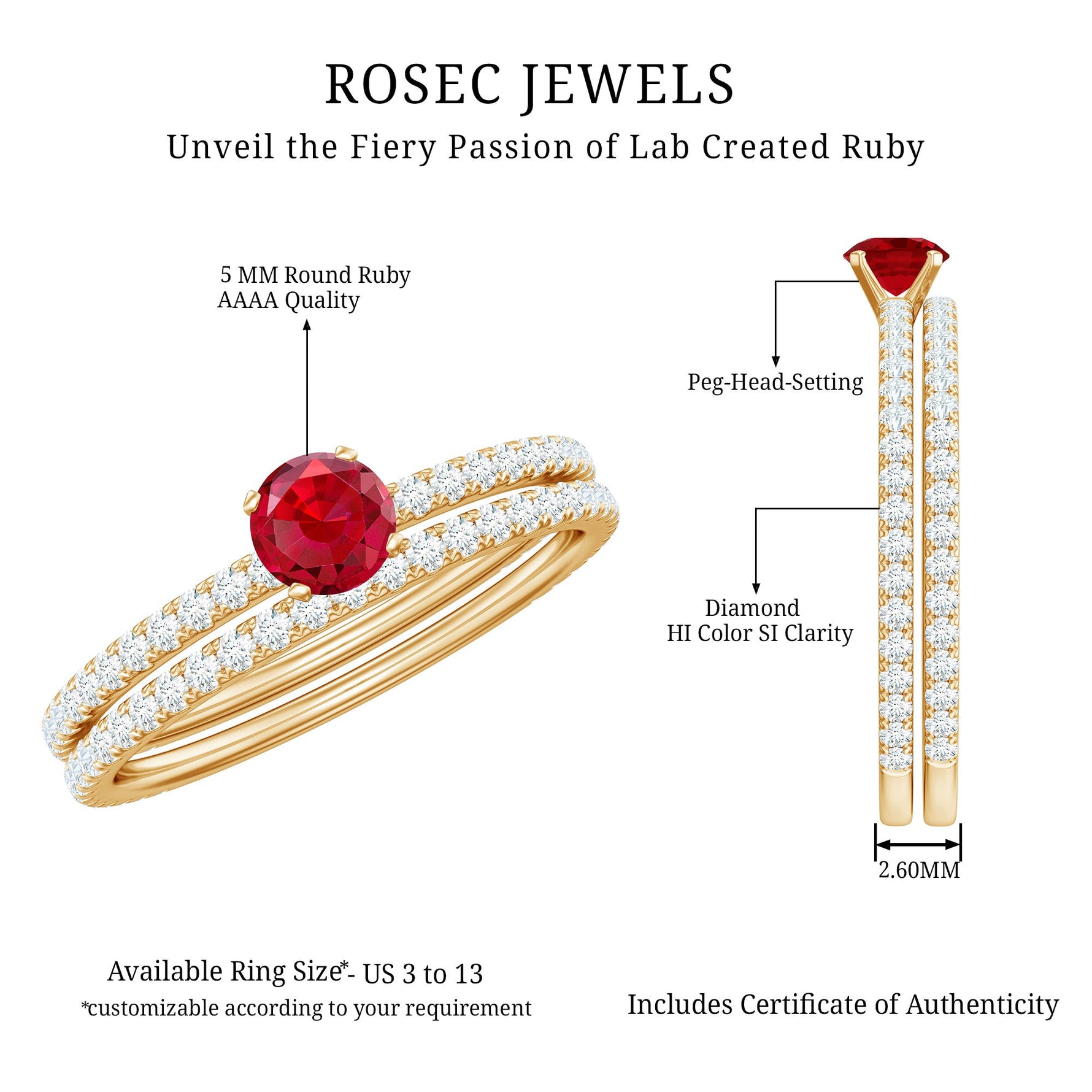Simple Lab Created Ruby and Diamond Wedding Ring Set
