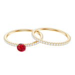 Simple Lab Created Ruby and Diamond Wedding Ring Set